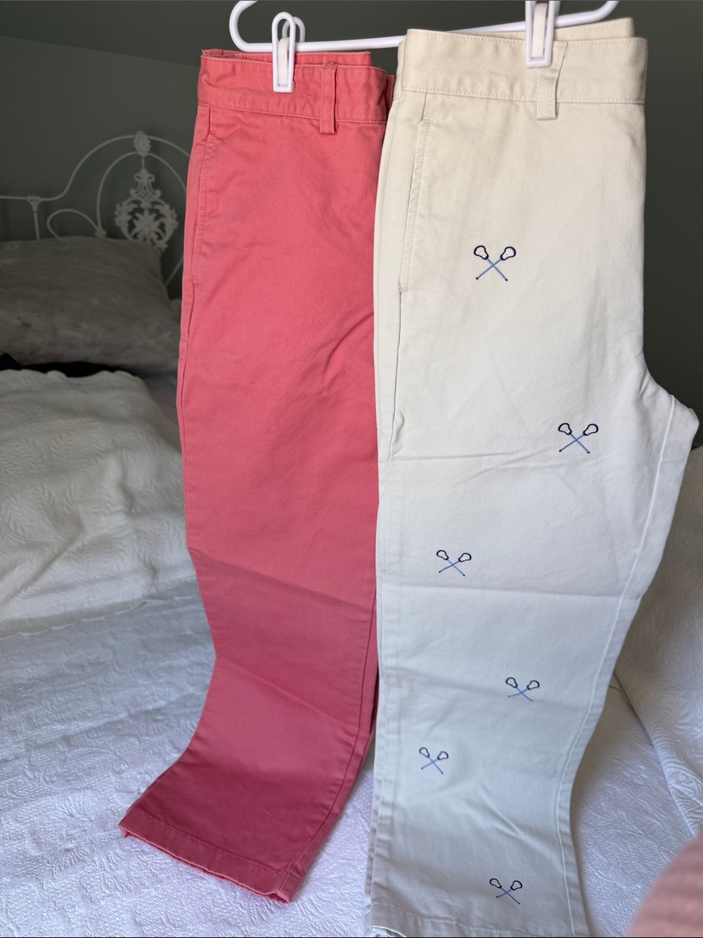 LIKE NEW set of 2 Vineyard Vines Boys 12 Pants Beige and Coral